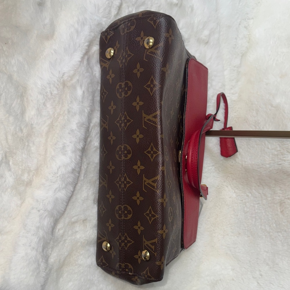 Louis Vuitton Red and Brown Monogram Top-Handle Satchel with Gold Hardware - Picture 5 of 8
